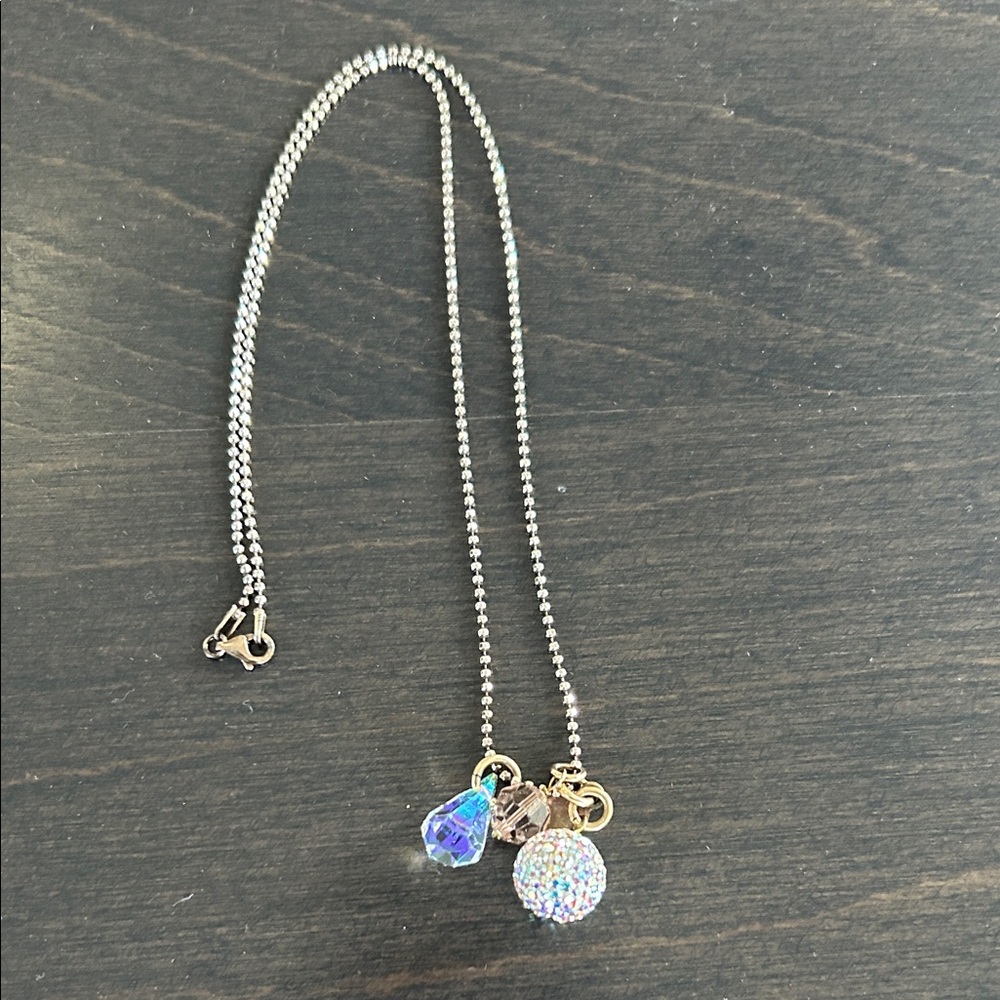 Elegant Silver Necklace with Crystal Charms